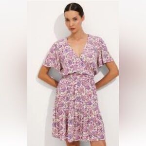 Women’s Secret Floral Short Dress Stretch Wrap Sz Large